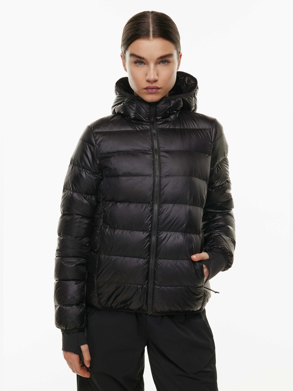 Aritzia TNA Black ‘Little Puff’ Puffer Jacket | Hooded Winter/Spring/Fall Coat